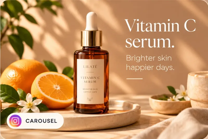 Carousel panel for a vitamin C serum