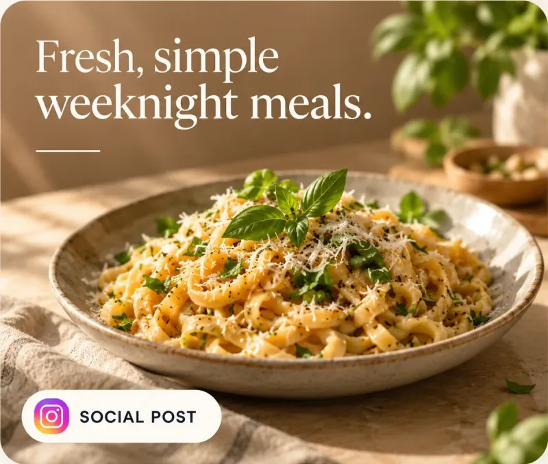 Social post of a pasta dish