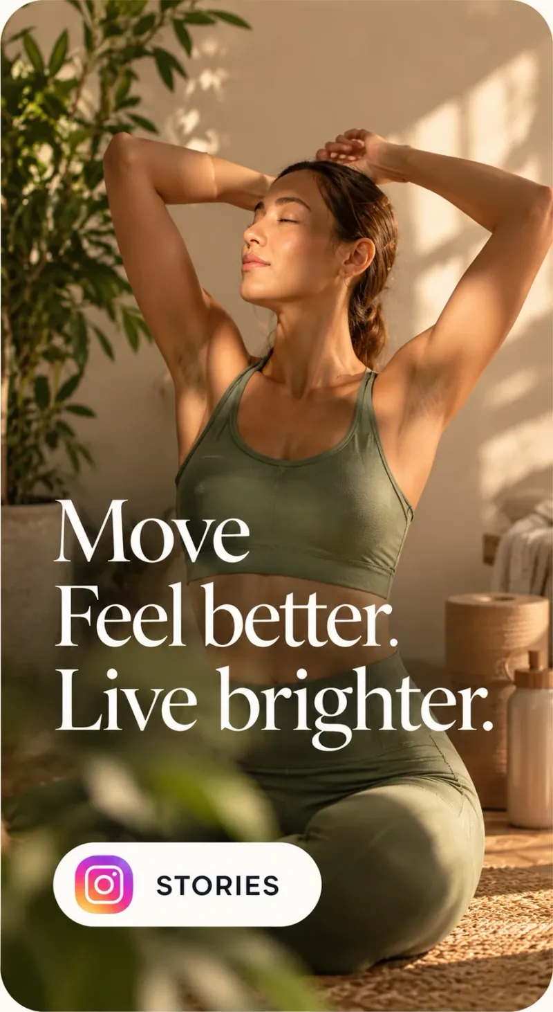Story frame of someone stretching in morning light